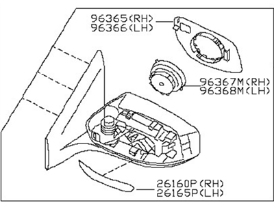 2013 Nissan Sentra Car Mirror - 96302-3SG0D