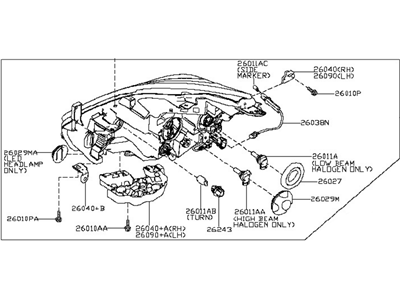 Nissan 26010-5AA1E Passenger Side Headlight Assembly