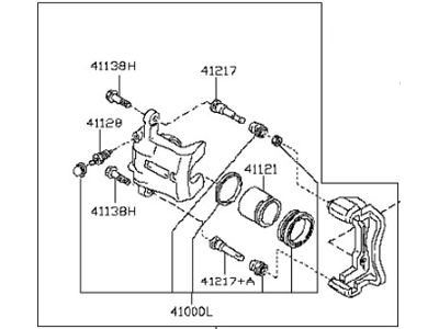 Nissan 41011-3U80B CALIPER Assembly-Front LH, W/O Pads Or SHIMS