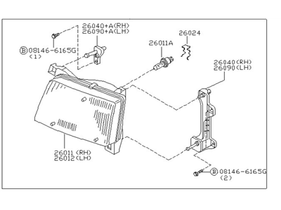 Nissan 26010-9Z425 Passenger Side Headlamp Assembly