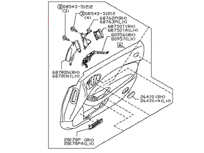 Nissan 80901-1EA0A FINISHER Assembly Front Door LH