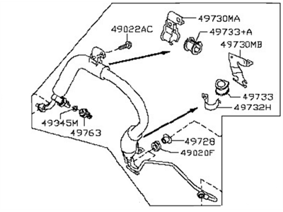 2009 Nissan Murano Power Steering Hose - 49720-1AN0A