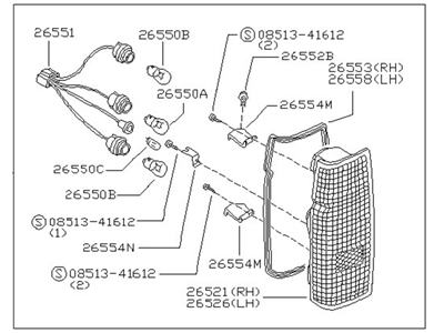 Nissan Hardbody Pickup (D21) Back Up Light - 26555-01G20