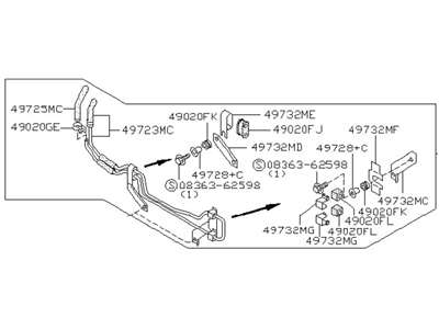 1986 Nissan Maxima Power Steering Hose - 49790-38E00