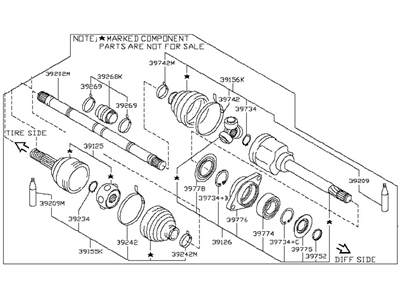 Nissan 39100-4AY0A Shaft Assy-Front Drive,RH