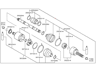 Nissan 39101-CA000 Shaft Assy-Front Drive,LH