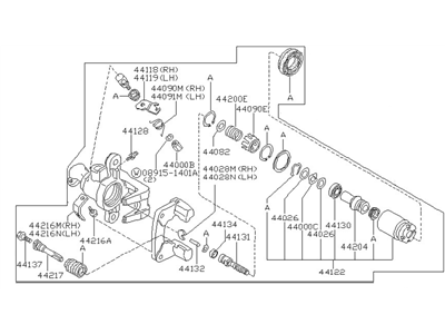 Nissan 44011-21F90 CALIPER-Rear LH,W/O Pads Or SHIM