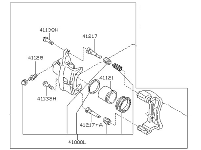 Nissan 41011-65F00 CALIPER Assembly-Front LH,W/O Pads Or SHIMS