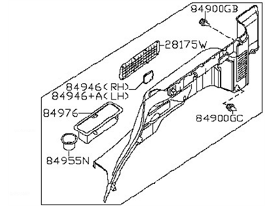 Nissan 84951-ZS31A Finisher-Luggage Side,Lower LH