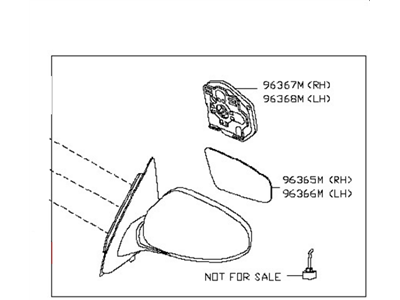 Nissan 96302-3KA9C Mirror Assembly-Outside LH