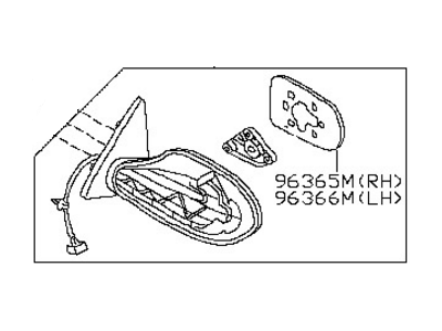 Nissan 96301-3Z120 Mirror Assembly-Outside RH W/O SCULL Cap