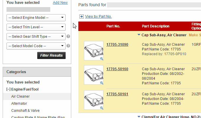 The part I'm looking for has multiple listings, what do I do? Step 1