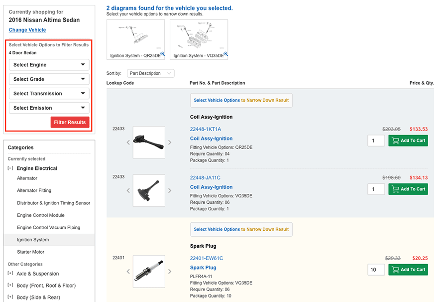 The part I'm looking for has multiple listings, what do I do?